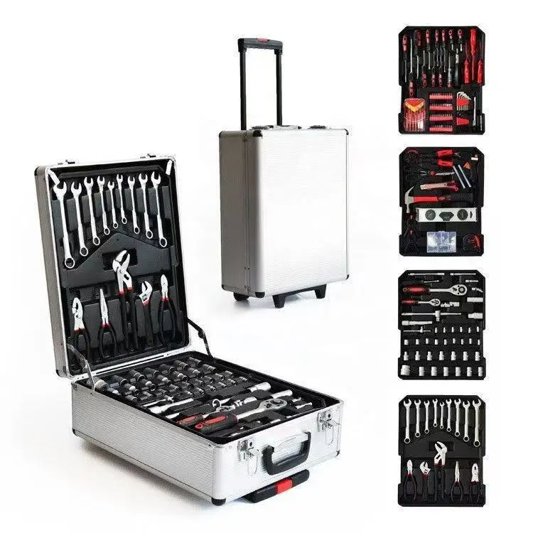 187 Pcs Professional Hand Tool Set Home Hardware Tool for Auto Repair and Maintenance Wrenches Tool Sets Aluminum Trolley Case