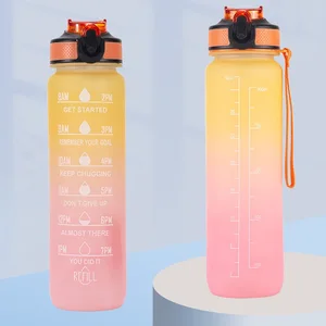 D53 Gradient Color Large Capacity Sports Water Cup Anti-Drop Plastic Small Mouth Water Bottle with Frosted Design Outdoor Use