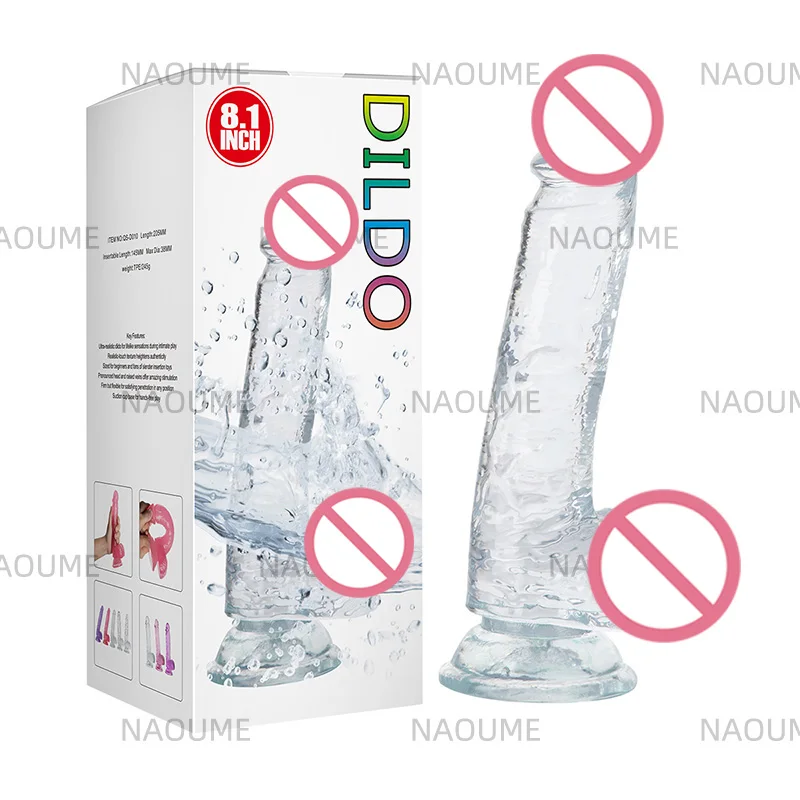 Transparency Realistic Dildo 8.1 Inch Big Dildo Female Masturbation Sex Toys G Spot Clitoral Stimulator Penis Sex Toys for Women