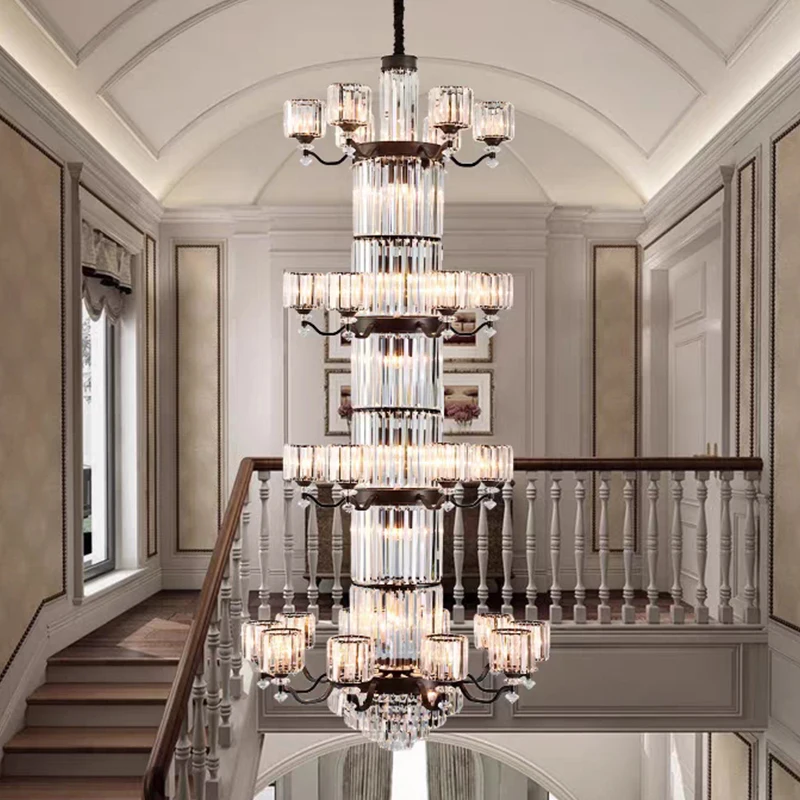 2023 большая роскошная светодиодная линейная прозрачная современная люстра для гостиной вестибюля выставочный зал