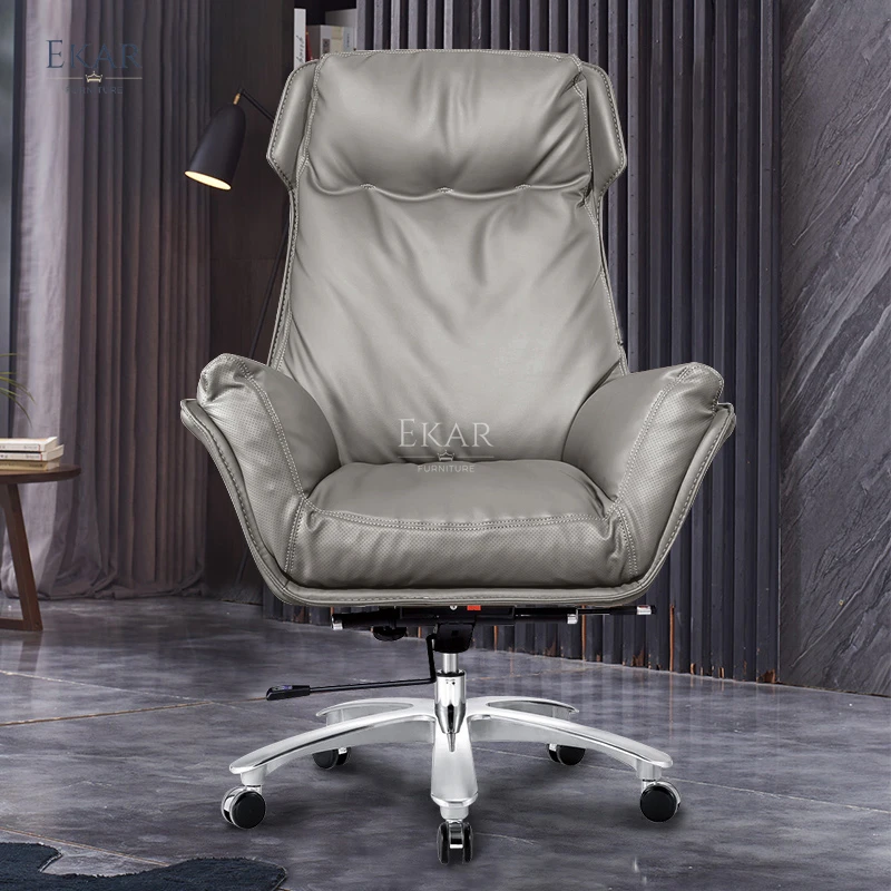 leather light luxury reclining study chair high-end office computer business president office chair supplier