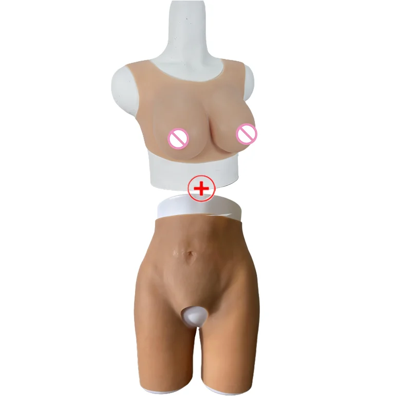 Sexy Artificial Silicone Breasts Forms Fake Boobs Buttocks Enhancement Padded Pants Bodysuit for Drag Queen Transvestite