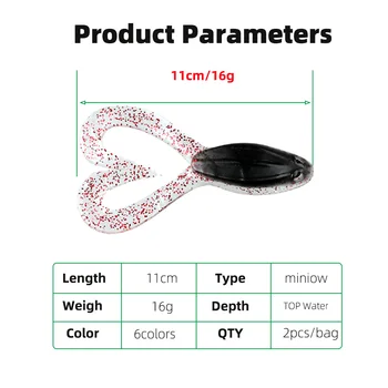 Floating Double-Tail Soft Frog Lure, 11cm 16g Soft Worm Lure, Bass Fishing Kit for Black Pit, Foreign Trade in Stock – Soft Lure – view 4