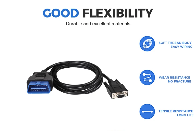 product 16pin m to d sub 9p f 16pin male femaleobd2 to db 9femaleobdii car test diagnostic cable for vga interface diagnostic diy pr-5