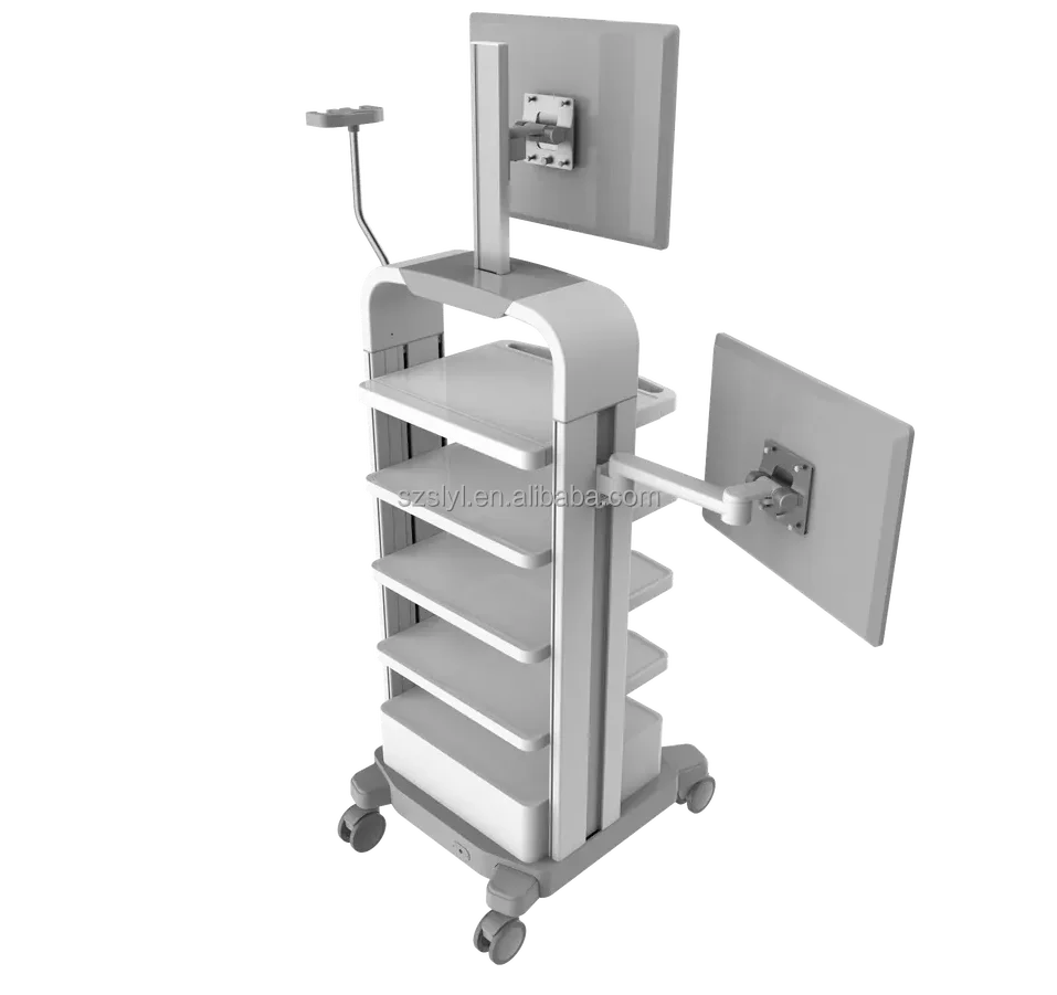 Simple Height Adjustable Mobile Medical Laptop Cart for Dental Clinic Hospital Trolley