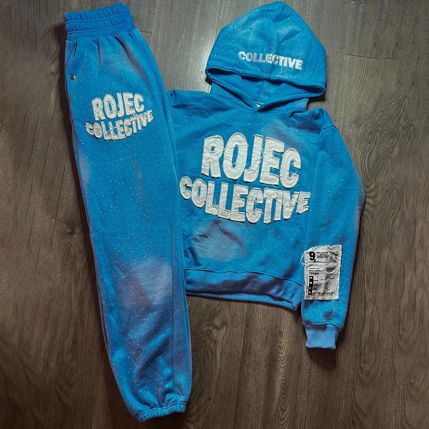 Salati 2 Piece Custom Acid Wash Embroidered Flared Sweatpants Tracksuit Vintage Streetwear Heavyweight Cotton Zipper Hoodie gallery 6