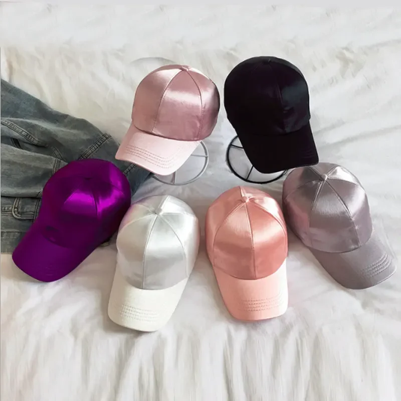 Wholesale Custom 6 Panel Casquette Women Hat Summer Hats for Women Men Sold Silk Lined Satin Baseball Cap Snapback