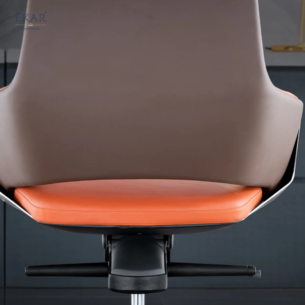 Premium Italian Leather Office Chair - Seamless Design with Reinforced Aluminum Alloy Base details