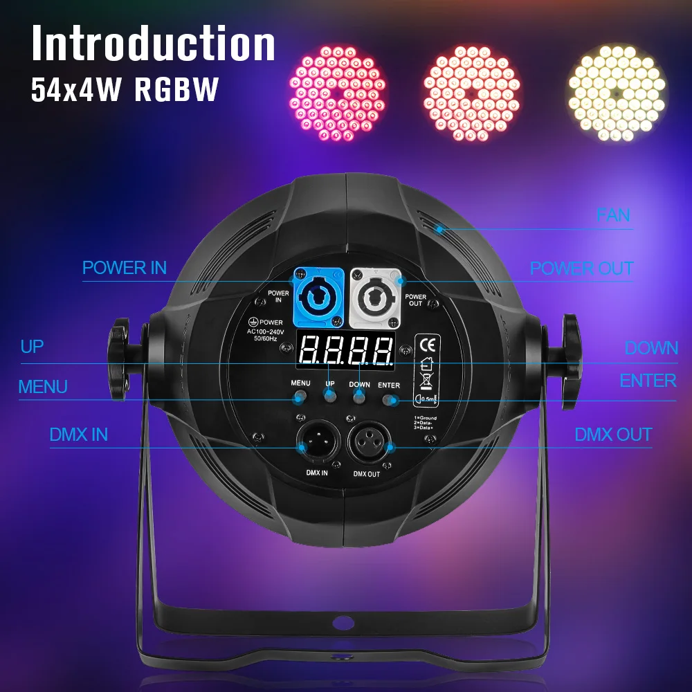 Big Dipper LPC010N LED Par Can Lights - 54x4W RGBW 4-in-1 Stage