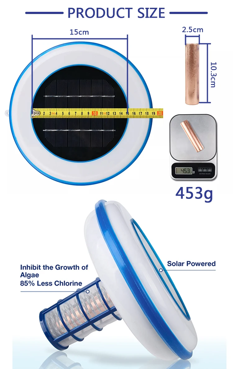High Quality White Solar Swimming Solar Pool Purifier Ionizador Solar