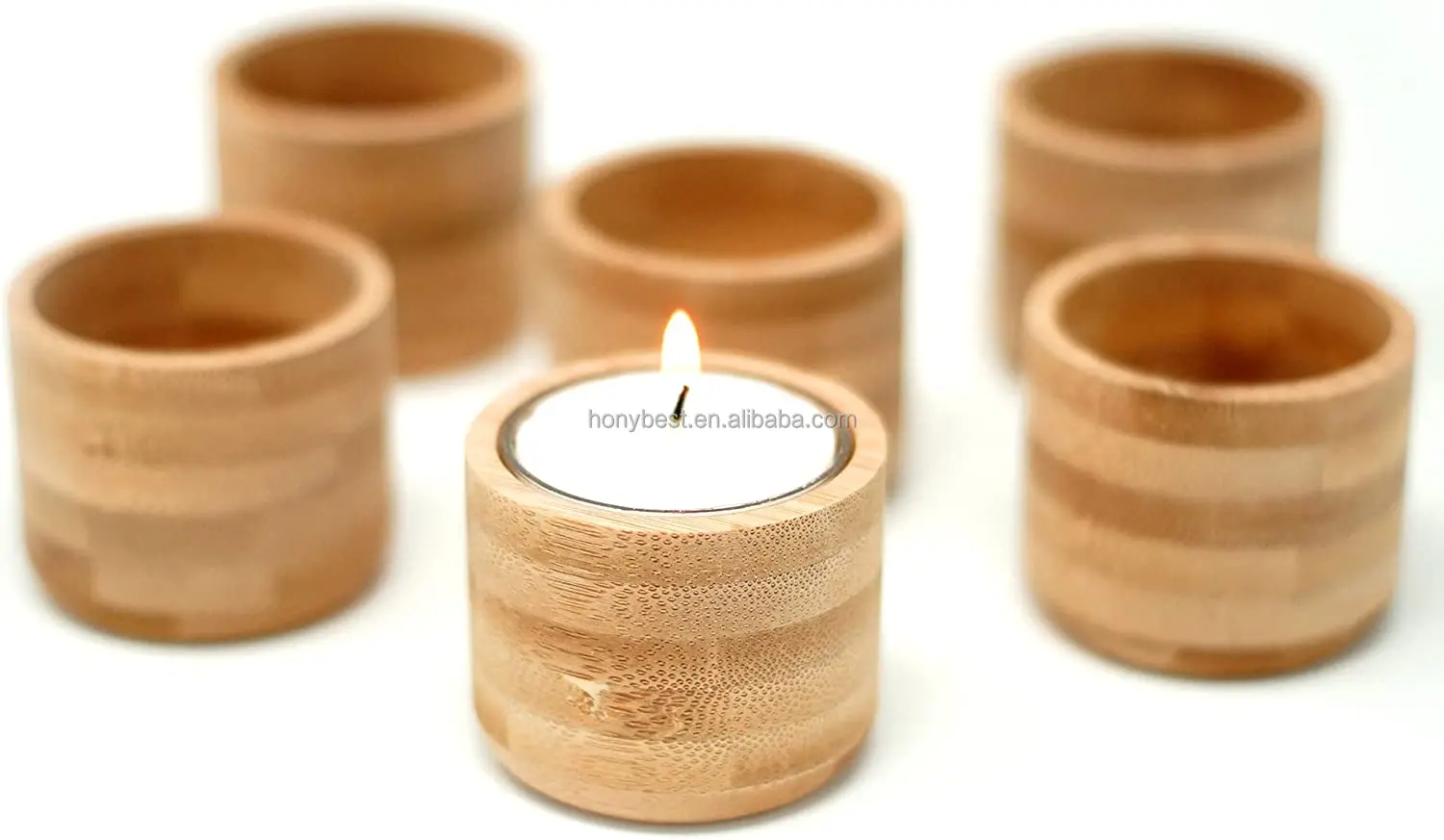 Unpainted Bamboo Round Tealight Candle Holder Set Of 3 Unfinished