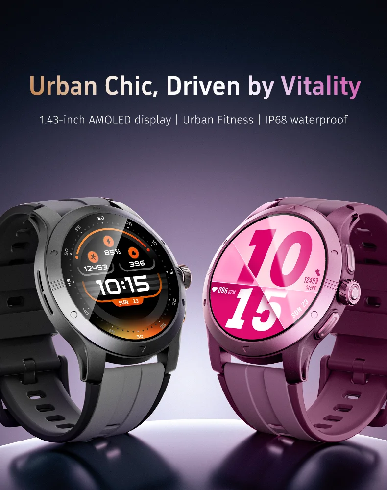 GTR5 AI Smart Watch Android OS AMOLED Screen 24-Hour Sleep Heart Rate Monitoring Exercise Analysis IP68 Silicone Alarm Clock