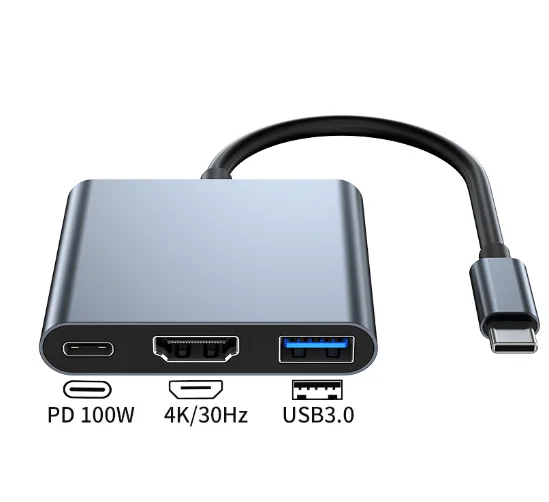 3 In 1 Cable Converter Data Usb 3.0 Hub Adapter Type C To Hdmi 4k ...