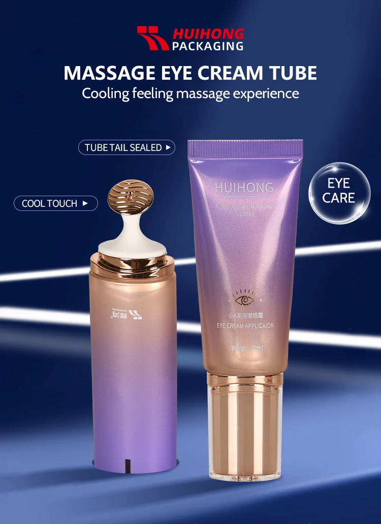 Eye Cream Cosmetic Tube 15ml D19mm Soft Tube With Massage Applicator Zinc Alloy Silver Lids Eye