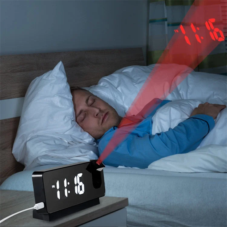 Factory Direct Selling Mirror  Projection Large Character  Student Desk Table Alarm Clock