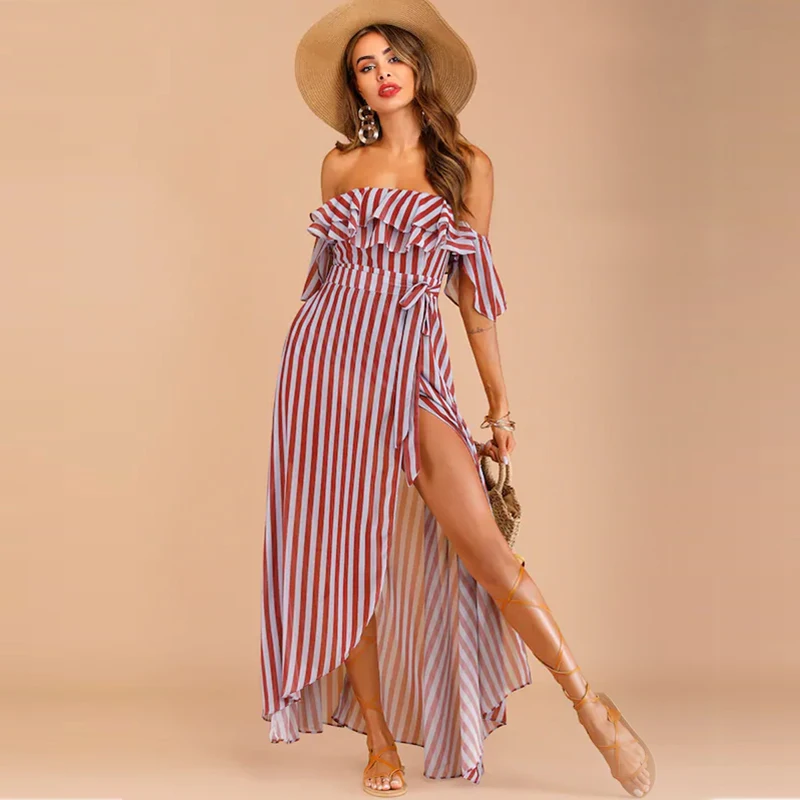 Vestido de manga corta rayas azules y blancas de segunda mano – it.closet