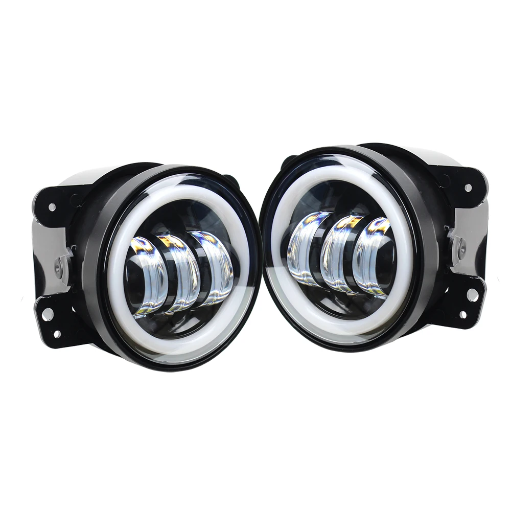 4inch 30W Round LED Fog Light Angel Eyes Halo Replacement For Jeep Wrangler JK 2007-2017 Driving Lamps