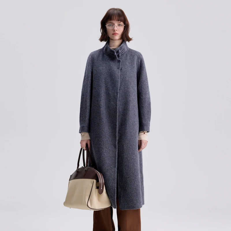 New Styles Double-faced Womens Wool Cashmere Trench Coat With Button