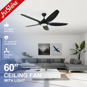 1stshine LED Ceiling Fan Decorative 5 Plastic Leaf DC Quiet 6 Speeds Smart Ceiling Fan with LED Light