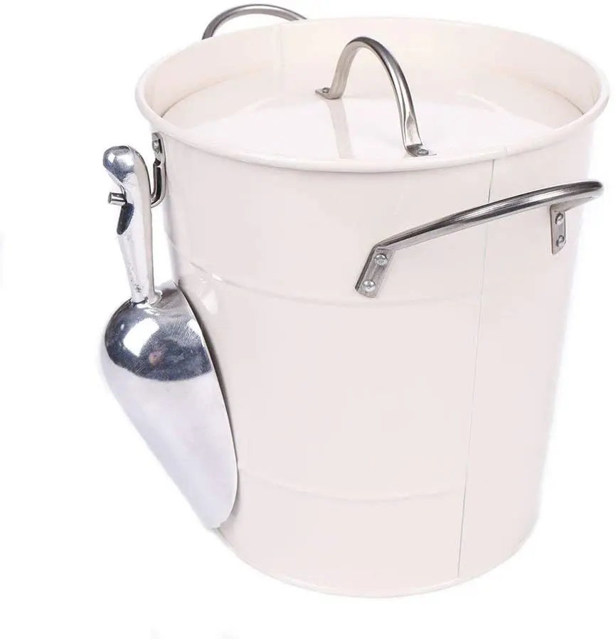 Classic Galvanized Metal Cream Powder Coating Double Walled Ice Bucket