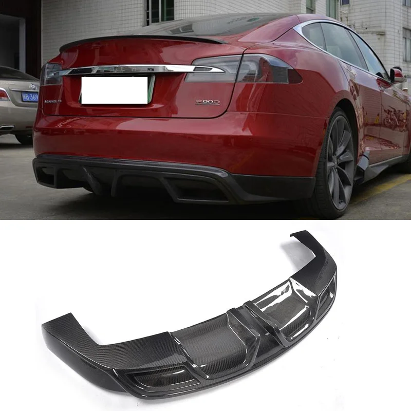 Quality Carbon Fiber Bumper Rear Lip Diffuser For Tesla Model S 2014+