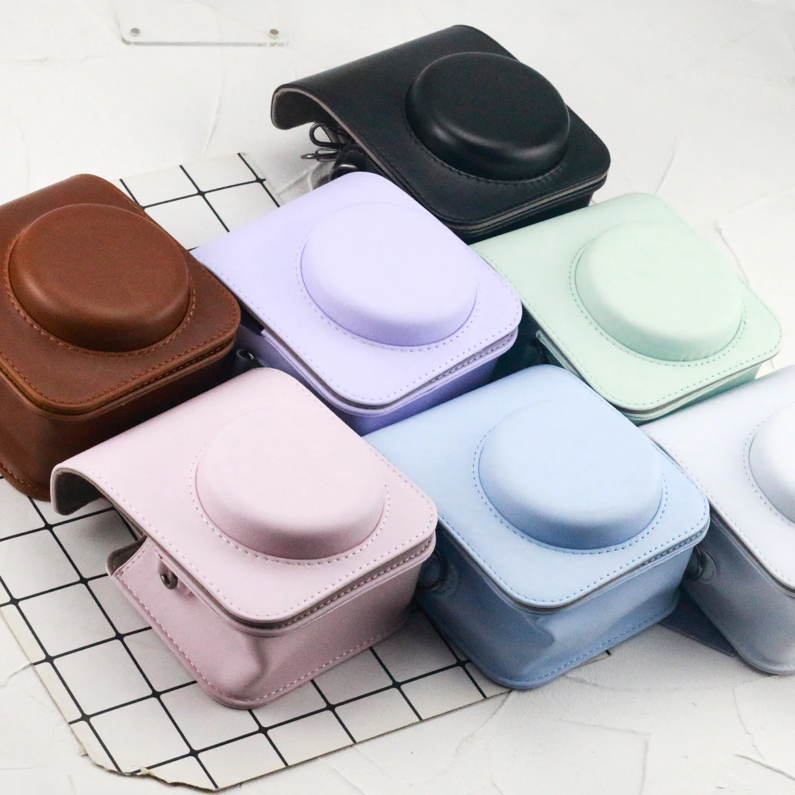 Fuji instax mini 12 camera case PU Leather Bag with Pocket and Adjustable Shoulder Strap