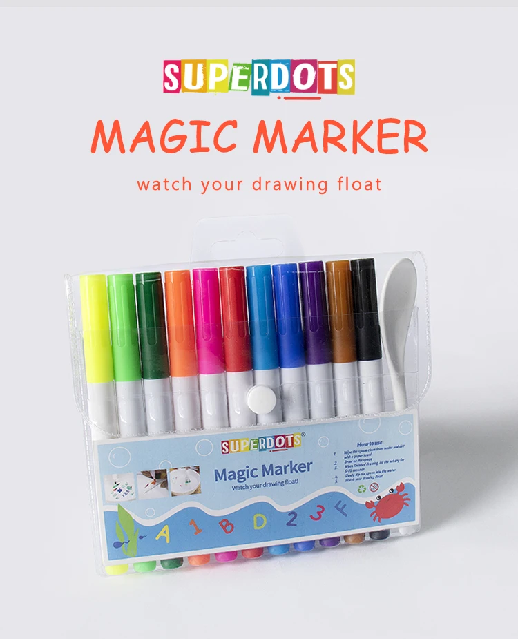 Superdots Magic Water Painting Floating Marker Pen 12 Colors With