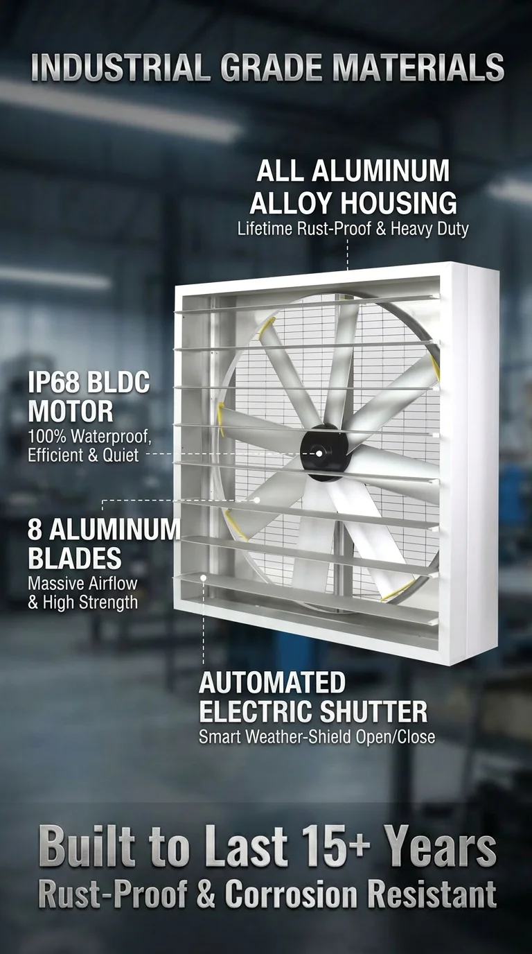 Large Industrial Air Extractor, Solar, Wall - detail 10