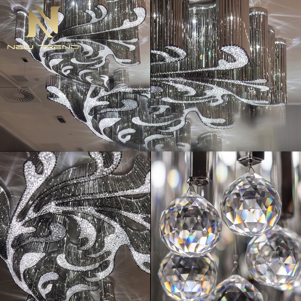 CPL-513 Custom Sculptural Crystal Chandelier: Oversized Bespoke LED Ceiling Lighting Manufacturer for Hotel Lobbies