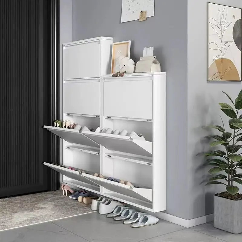 Factory Sale Widely Used Custom Modern 4 Doors Rack Designs Steel Black Metal Shoe Cabinets