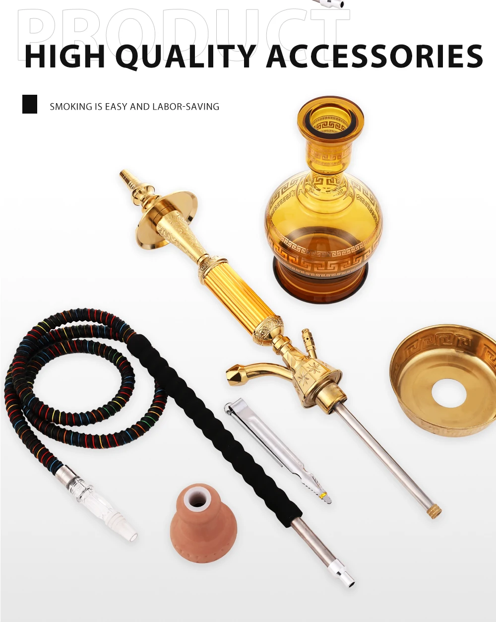 2023 New Arabian Shisha Arabic Hookah Ceramic Smoke Pot Zinc Alloy