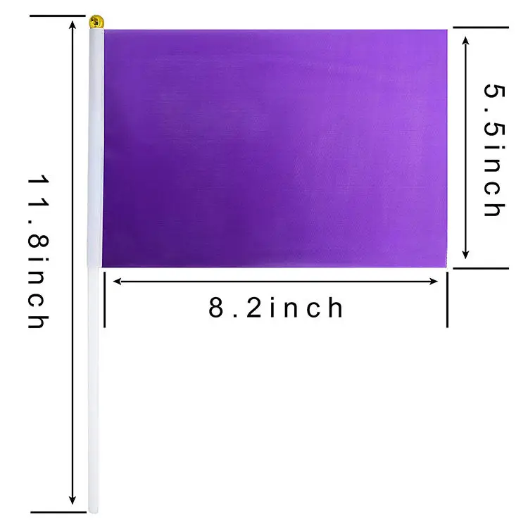 Mini Solid Flags on Stick Custom Outdoor Decoration Party Purple Hand Held Flag
