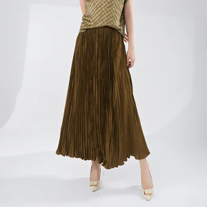 2025 New Women's Pleated Fashion Summer Skirt Stretch Large Size Design Elastic Waist A-Line Skirt Loose Long Skirt