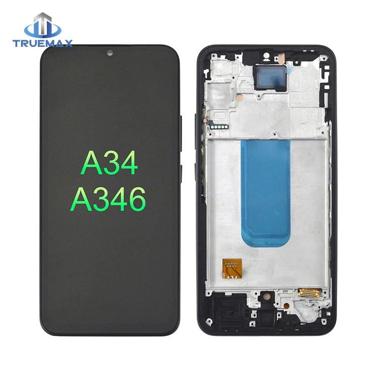 TFT Screen With Frame for Samsung Galaxy A34 Ekran Ecran Display Digitizer Assembly Complete Screen Replacement Pantalla Tela