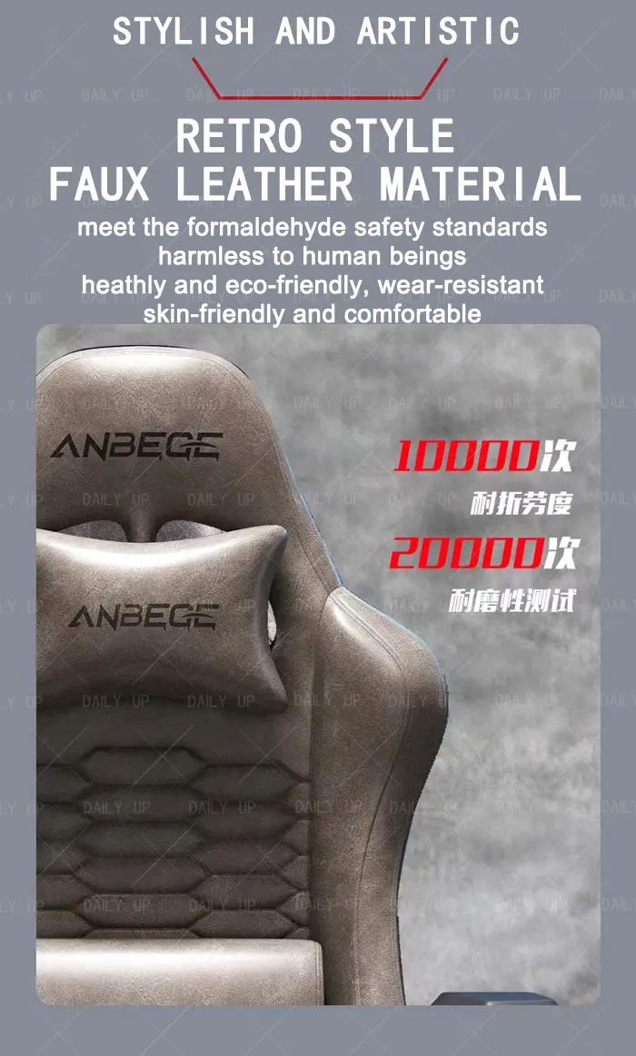 Luxury Faux Leather Gaming Chair With Headrest Footrest Ergonomic Office Computer Chair Swivel Adjustable Recliner Racing Chair