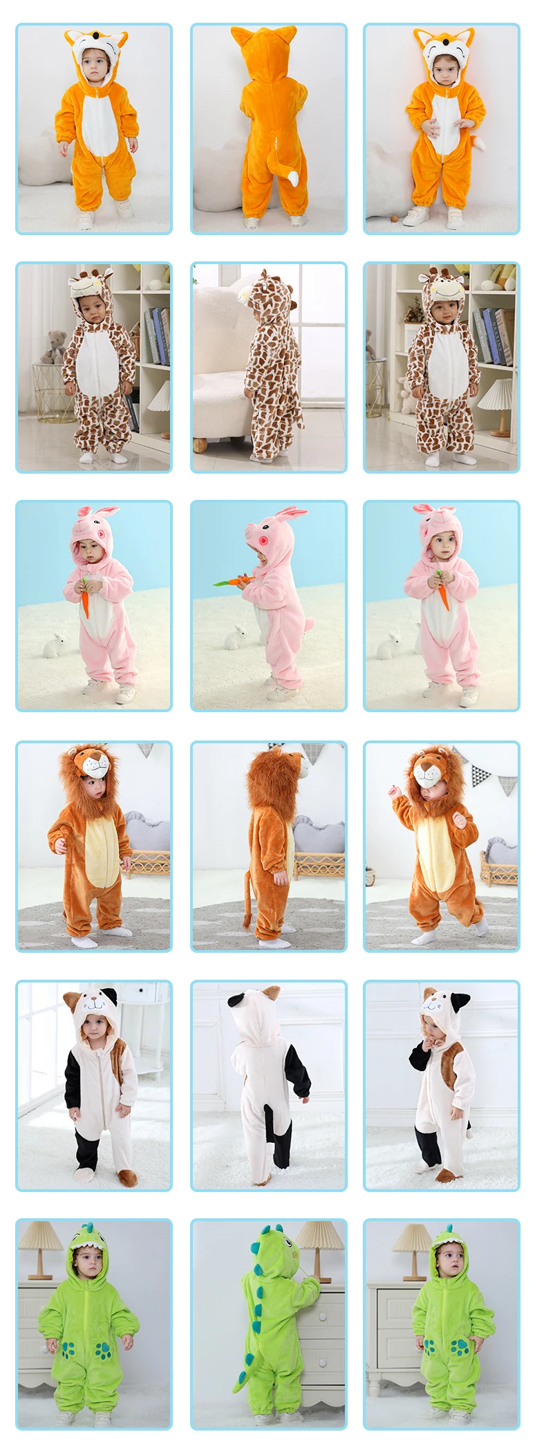 Flannel Lion Costume Baby Cartoon Animal Rompers Kids Onesie Baby