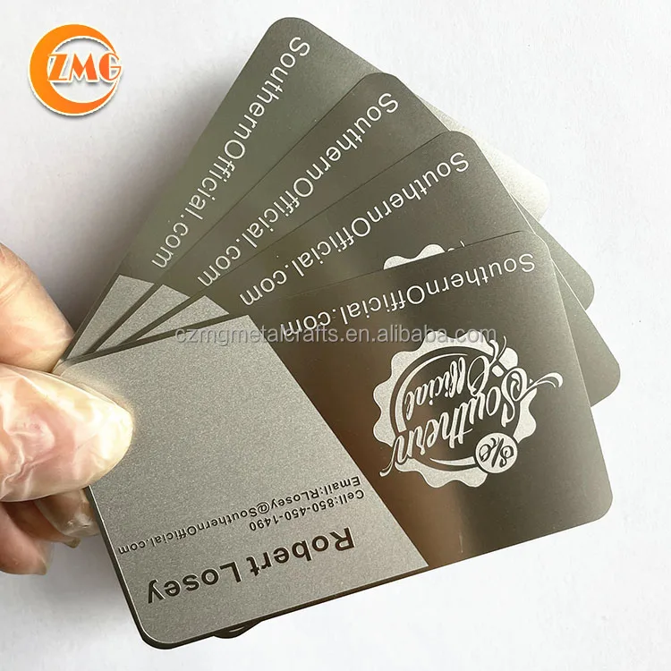 wholesale customized silver brushed metal cards unique laser cut stainless  steel metal business card