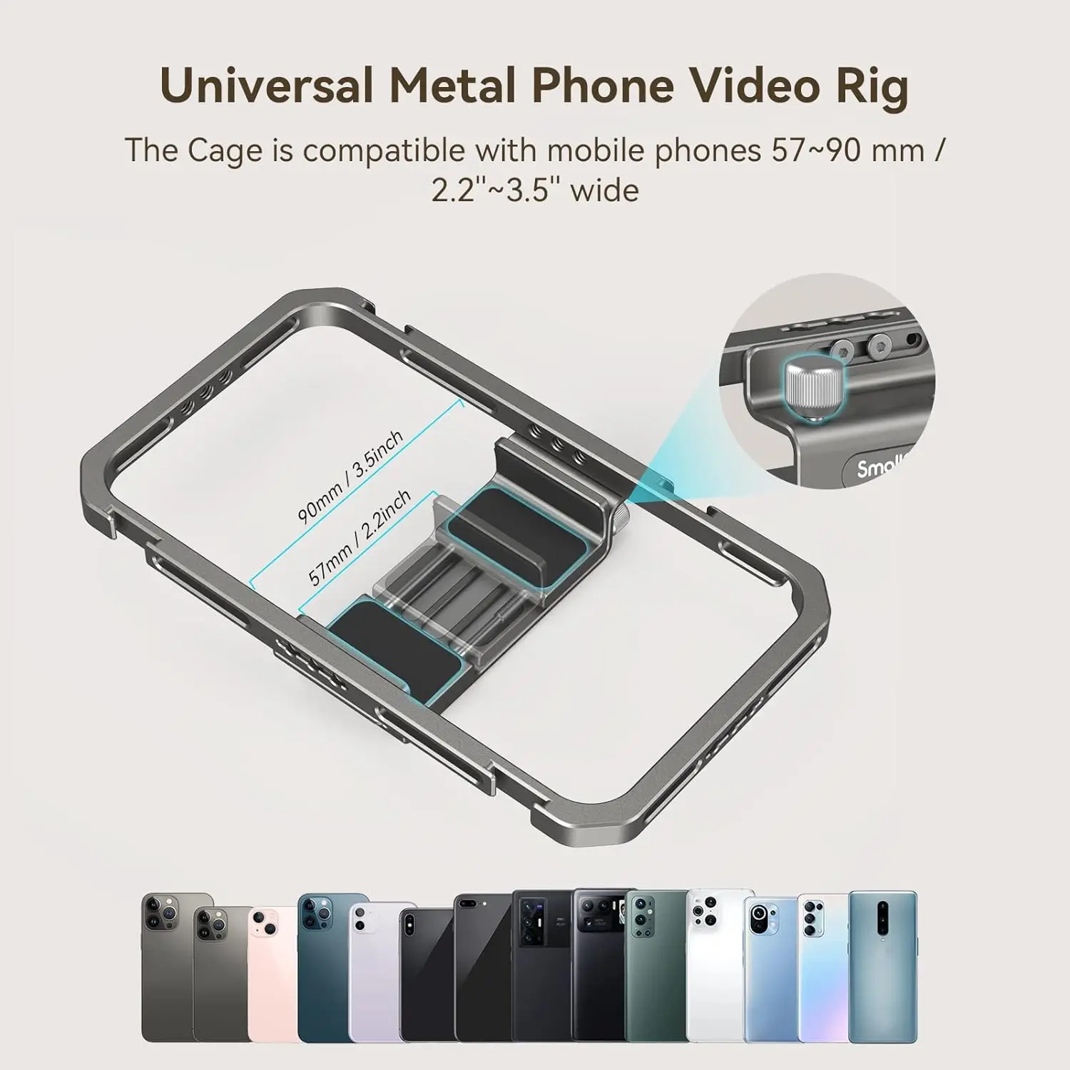 Kit Cage Téléphone SMALLRIG 4597 - Universel Avec Poignée Sans Fil - Compatible MagSafe IPhone Samsung