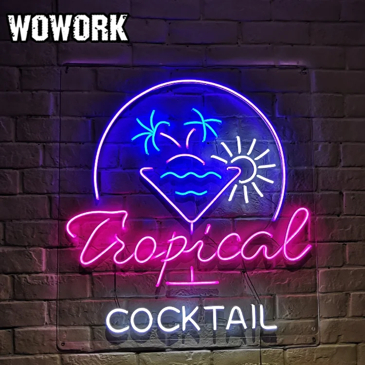 2023 г., фабрика WOWORK, индивидуальный подвесной красочный акриловый логотип 3D RGB, гибкая неоновая вывеска для украшения магазина
