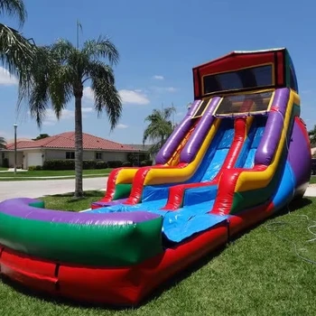 2024 Wholesale Kids Party 23ft Double Lane Inflatable Water Slide With Pool