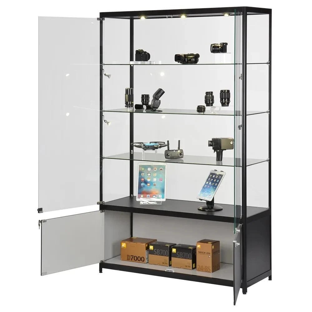 Heavy Duty LED Light-Accompanied Glass Cabinet Showcase for Retail Store and Smoke Shop Use