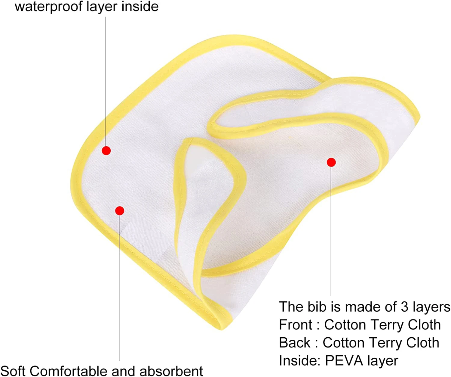 Baby Unisex Baby Cotton Terry Drooler Bibs With Fiber Filling supplier