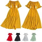 Dress Custom Topshow Lady Chiffon Ruffle Solid Color Off Shoulder Beach Party Elegant Vestidos Women Maxi Dress