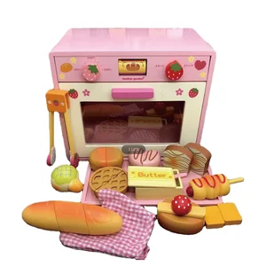 EDULAND Unisex Easy Bake Oven Toy Wood Kitchen Cooking Set for Kids Pretend Play Preschool Wooden Kitchen Toys in Box