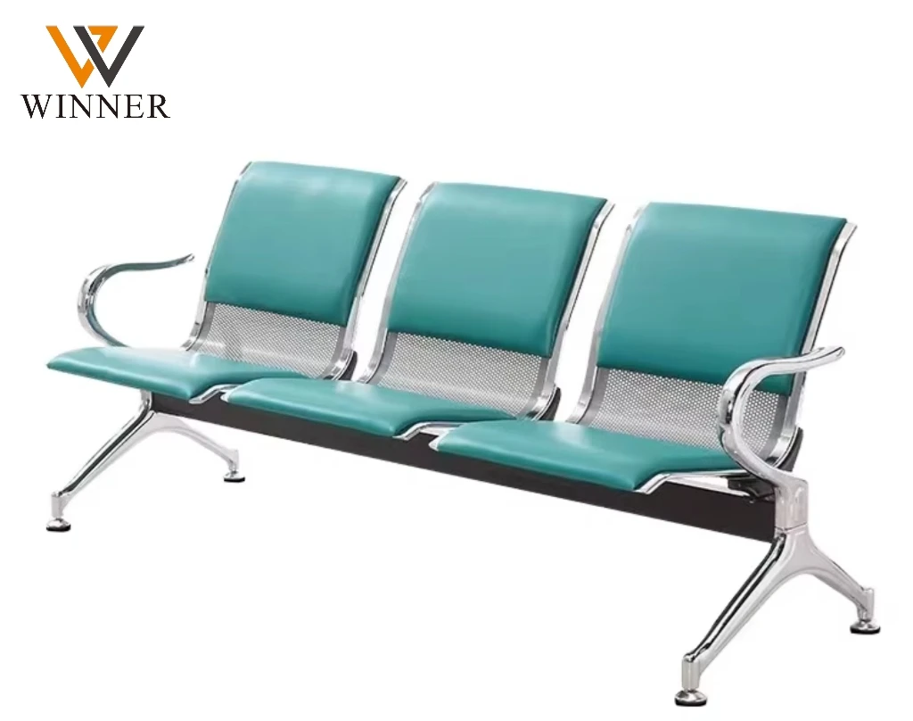 Clinic Office Seating Bench Waiting Chair 3 Seats Metal PU Airport Hospital Station Gang Bench Chair Wait Sillas De Espera