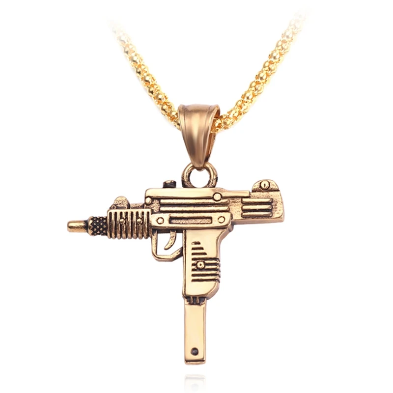 Cool Gothic Hip Hop Uzi Kolye Gun Shape 