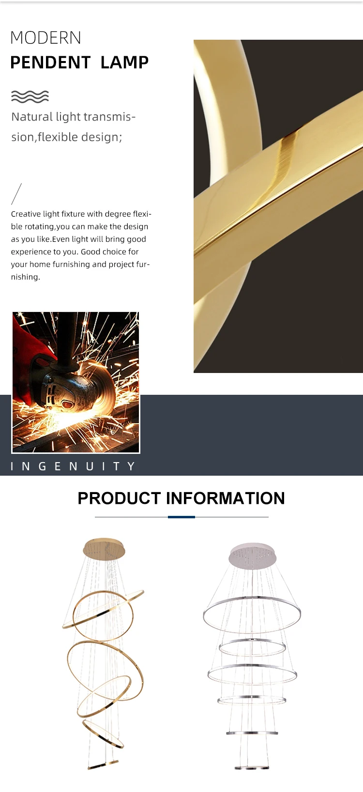 ptr835 unique design indoor decoration lighting hotel villa stainless steel round modern led chandelier-1