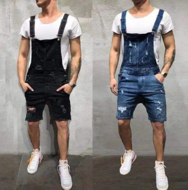 Wholesale Summer Hip Hop Denim High Waist Full Length Trousers Jeans Jumpsuit Overall For Men