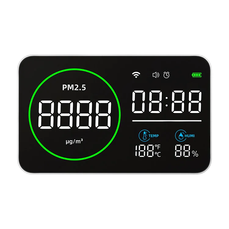 WIFI PM2.5 Monitor Smart PM2.5 Meter With Wifi Pm2.5 Detector Indoor Air Quality Monitor With Alarm Clock
