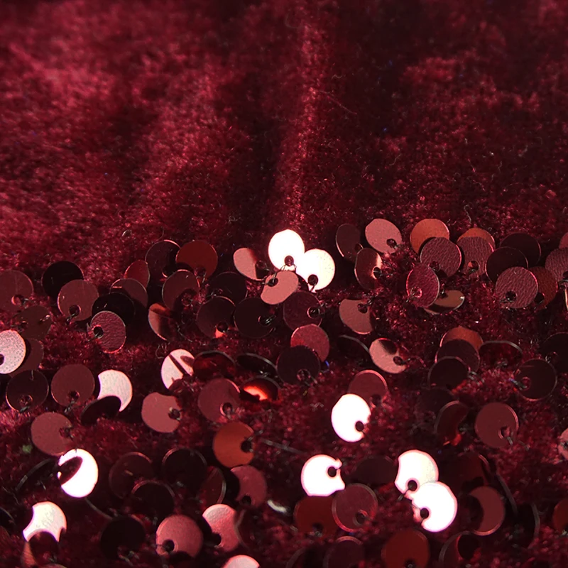 Wholesales Shiny Multicolor Embroidery Sequence Custom Velvet Sequin Fabric for Dress